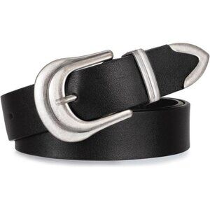 Sleek Black Belt with Silver Buckle